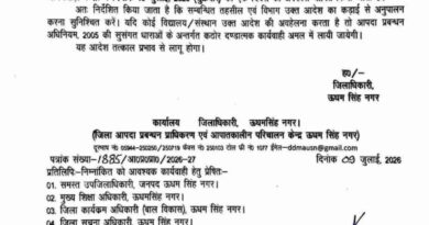 उधमसिंह नगर में शुक्रवार को बंद रहेंगे सभी स्कूल, आदेश जारी