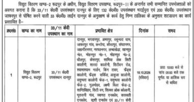 रुद्रपुर में रविवार को बिजली आपूर्ति रहेगी बाधित, यूपीसीएल ने जारी की सूचना